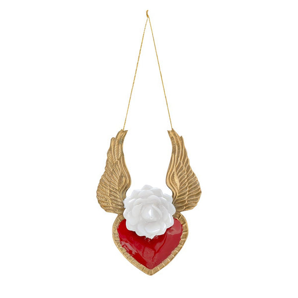 Corazón Ex Voto con flor