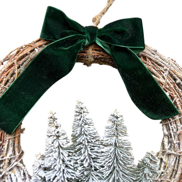 decoración navideña elegante con corona rústica Brocantia