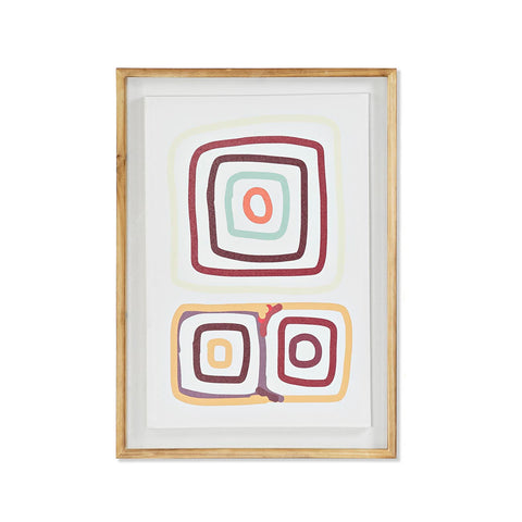 cuadro abstracto geométrico marco madera natural Brocantia