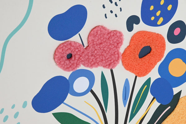 Detalle flores con textura en cuadro moderno floral