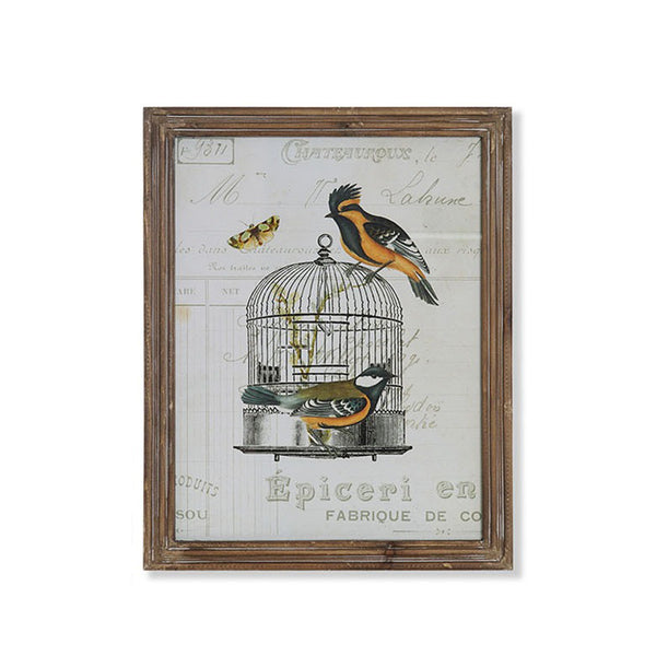 Cuadro jaula pájaros y mariposas (modelo 4)