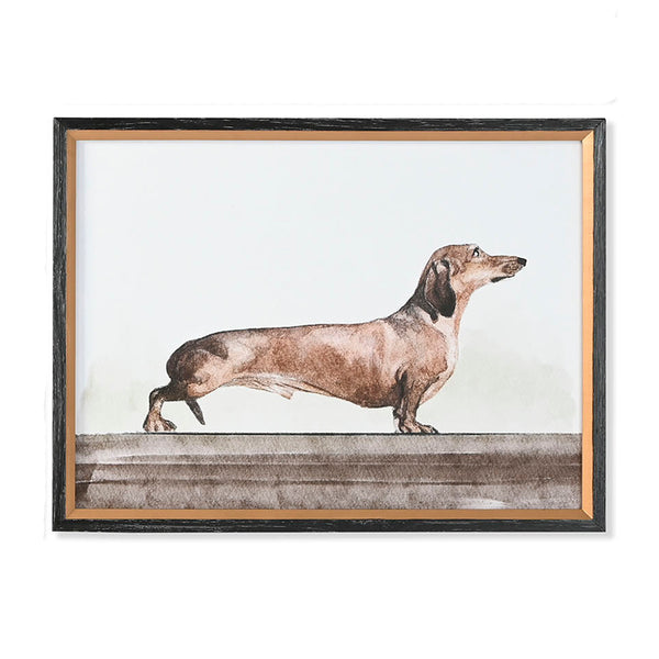 Cuadro decorativo teckel beige estilo vintage