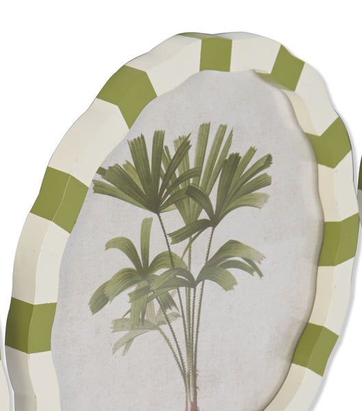 Primer plano del marco ondulado en rayas verdes y blancas