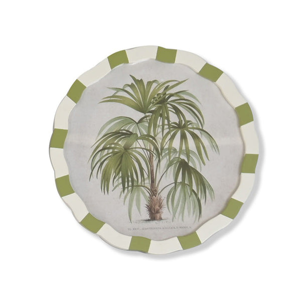 Cuadro con ilustración botánica de palmera exótica y marco ondulado