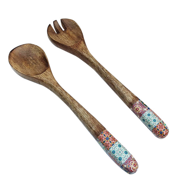 Set de cubiertos para ensalada de madera decorados