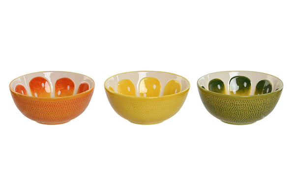 conjunto de cuencos de cerámica diseño cítrico limón naranja lima
