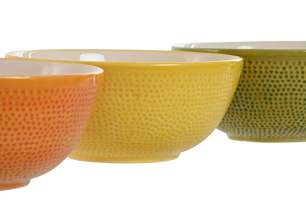 textura exterior cuenco de gres amarillo con diseño de limón
