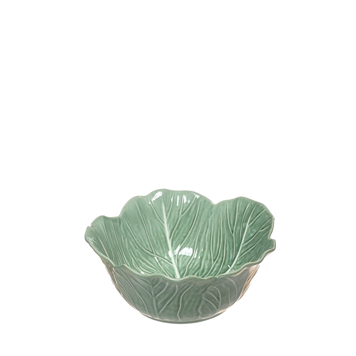 cuenco grande cerámica forma hoja repollo verde Brocantia decoración mesa original regalos Oviedo