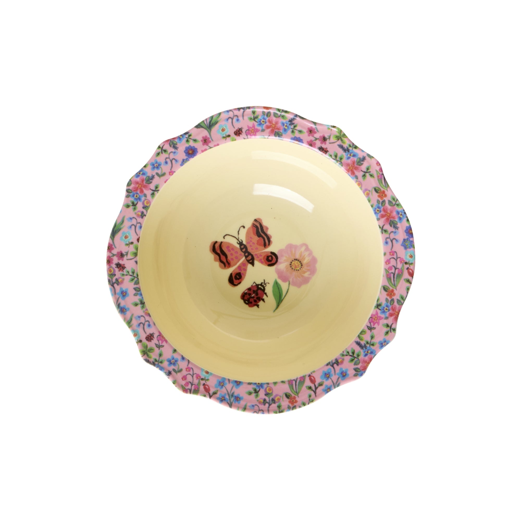 Cuenco de melamina con mariposa, mariquita y flor diseñado por Nathalie Lete – Brocantia Oviedo