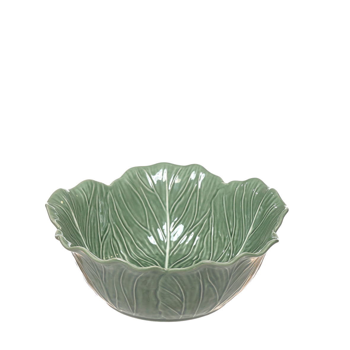 ensaladera grande cerámica forma hoja repollo verde Brocantia decoración cocina mesa original Oviedo