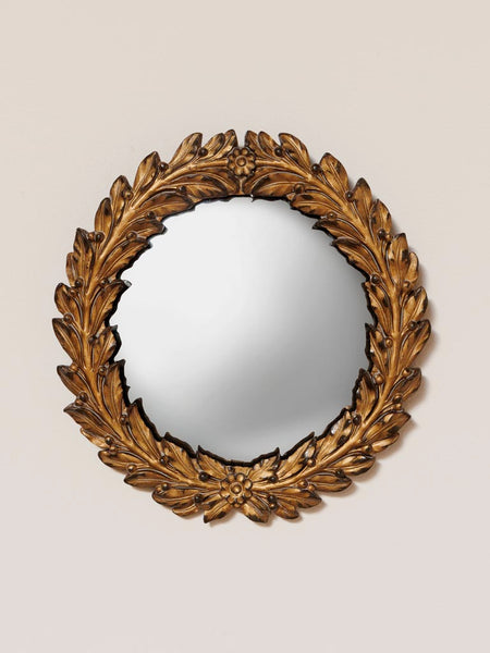 Espejo convexo estilo corona dorada para pared