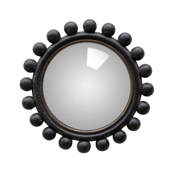 Espejo convexo decorativo negro de 21 cm con marco circular de bolas.