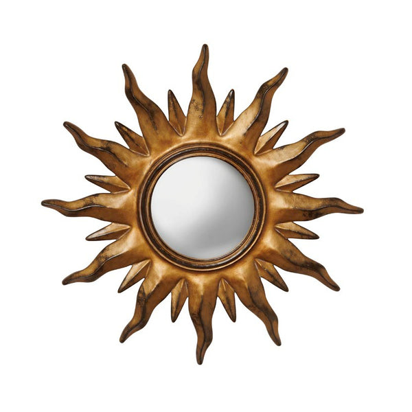 espejo convexo dorado en forma de sol para decoración de pared