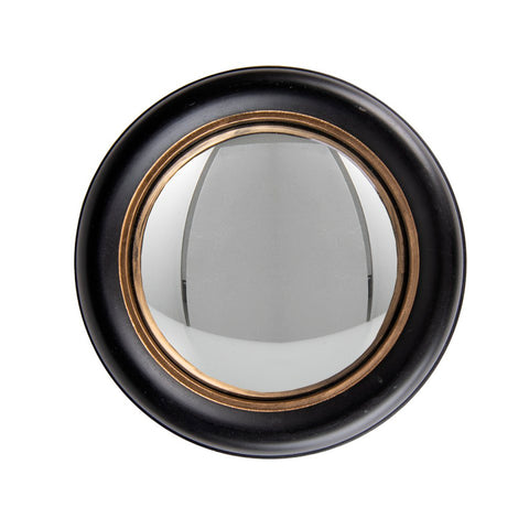 Espejo convexo madera negro y dorado