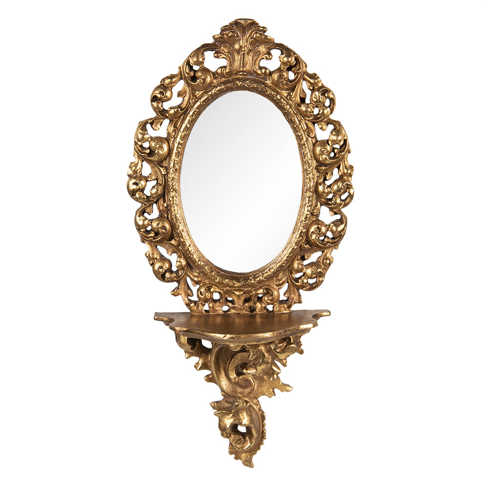 Espejo dorado barroco con repisita Brocantia
