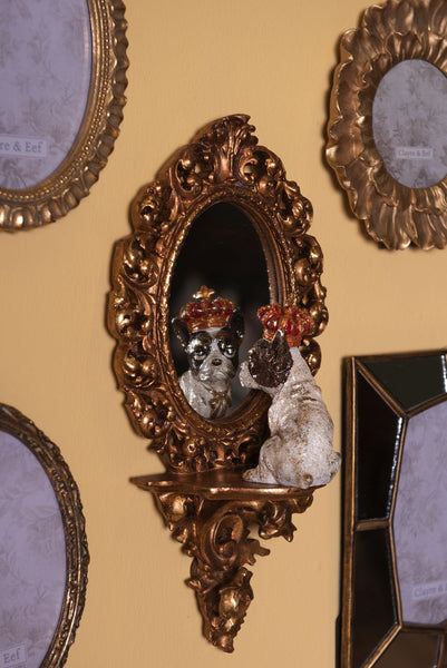 Espejo dorado barroco con repisita Brocantia