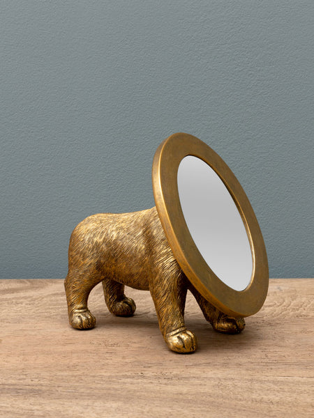 Espejo de sobremesa perro dorado