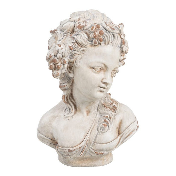 Busto decorativo de mujer estilo griego envejecido – vista frontal.