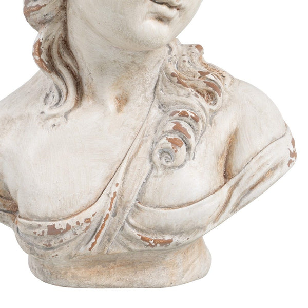 Escote y pliegues en busto decorativo de mujer clásica.