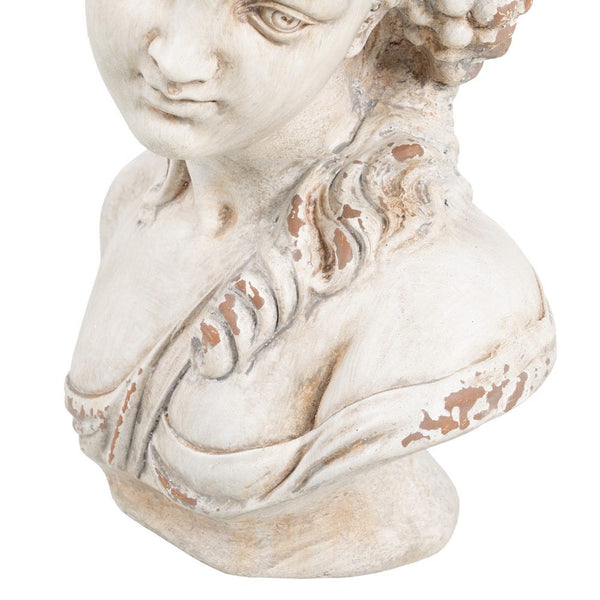 Vista diagonal inferior del busto femenino estilo clásico con acabado envejecido.