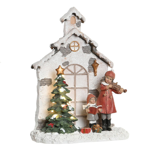 Figura de Navidad con luces LED y casita nevada