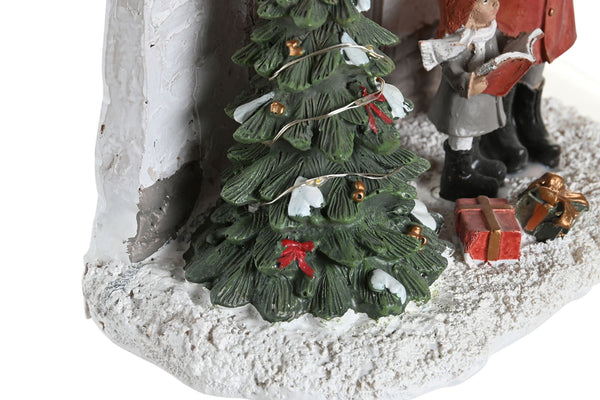 Árbol de Navidad en miniatura con regalos y luces