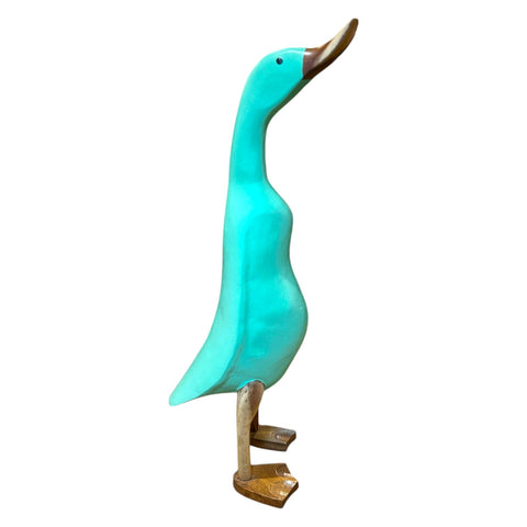 Figura pato madera azul verdoso