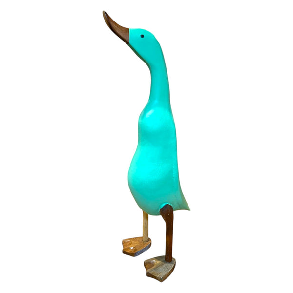 Figura pato madera azul verdoso