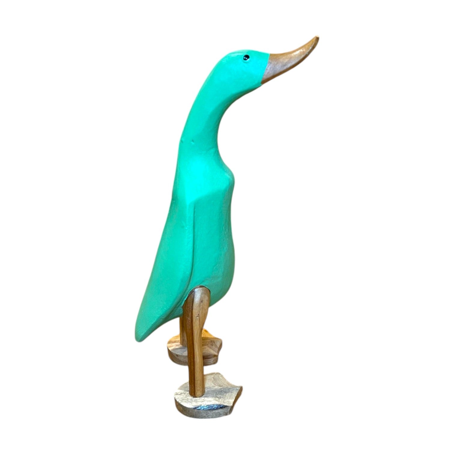 Figura pato madera azul verdoso