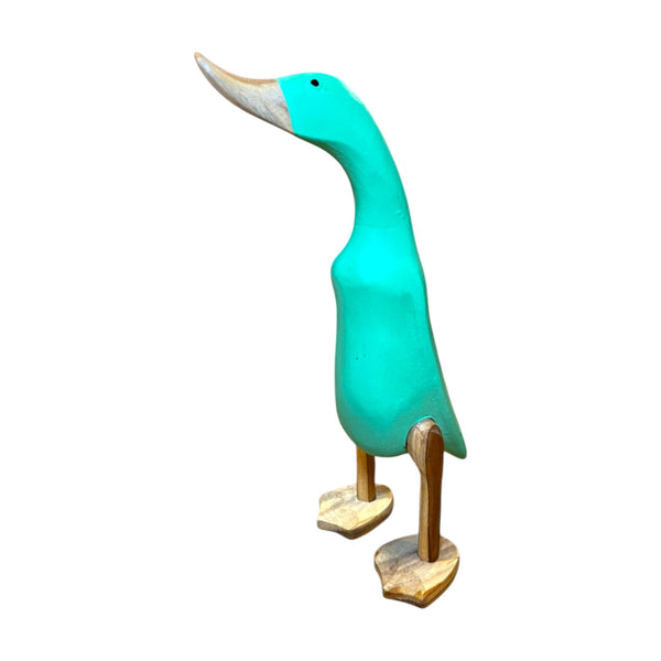 Figura pato madera azul verdoso