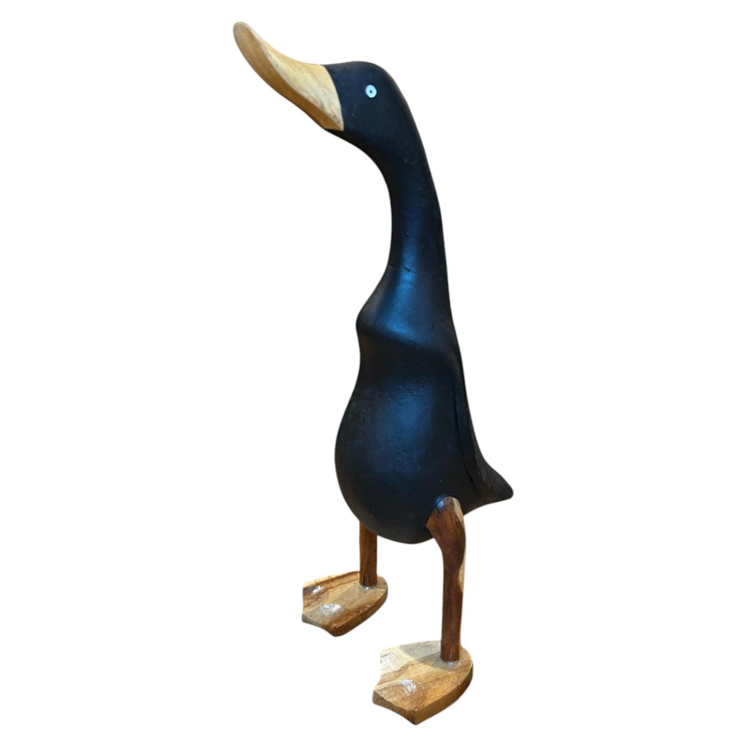 Figura pato madera negro