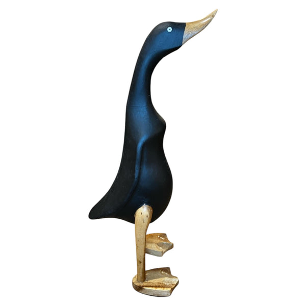 Figura pato madera negro
