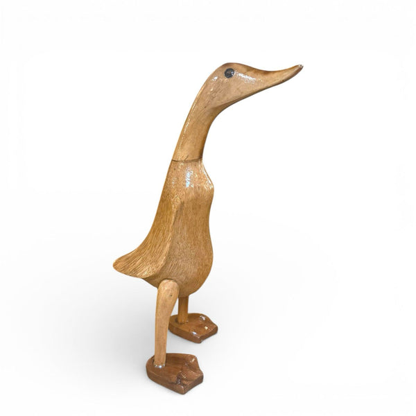 Figura decorativa de pato en madera de teca reciclada hecha a mano