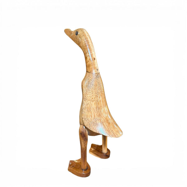 Pato decorativo artesanal de madera natural procedente de Indonesia