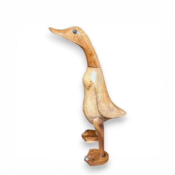 Figura de pato tallado en madera de teca estilo rústico natural