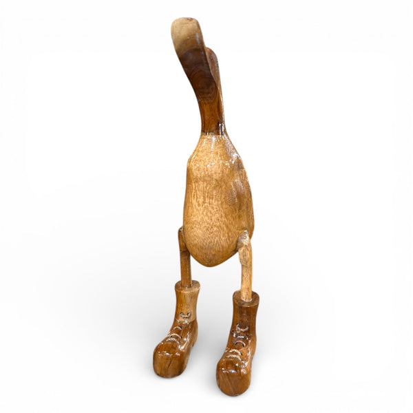 Escultura decorativa artesanal de pato en madera