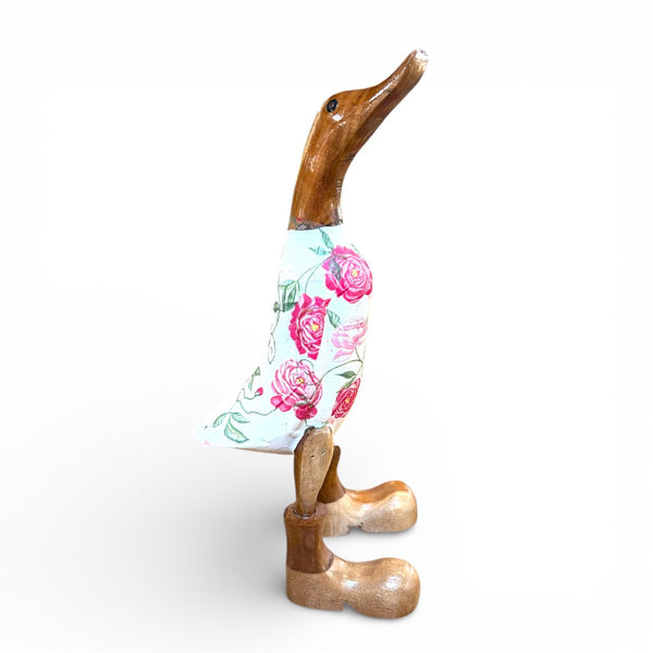 Figura decorativa de pato con flores pintadas a mano