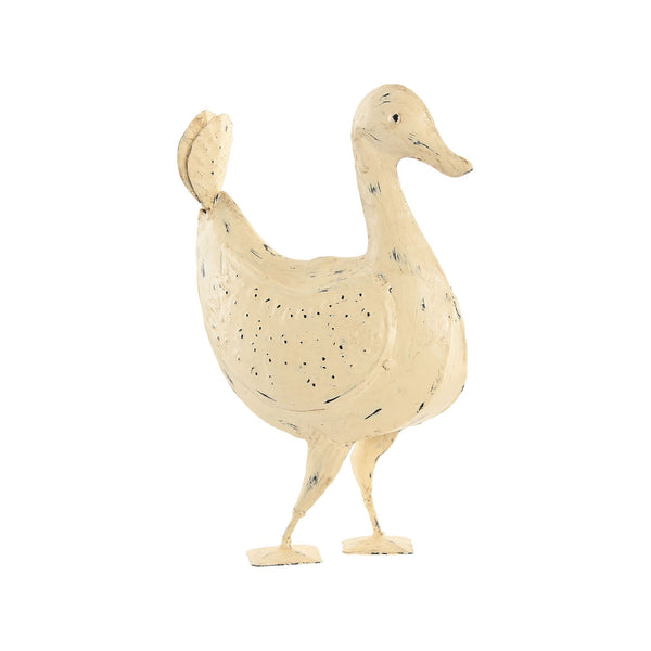 Figura decorativa de pato estilo rústico en color crema envejecido