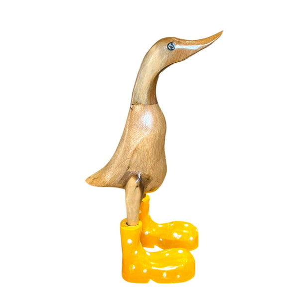 figura artesanal pato indonesia madera reciclada