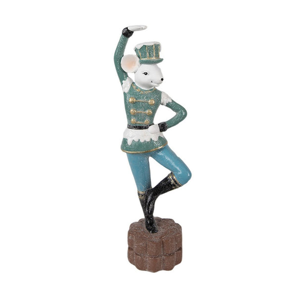 figura navideña ratón bailarín con uniforme azul Brocantia