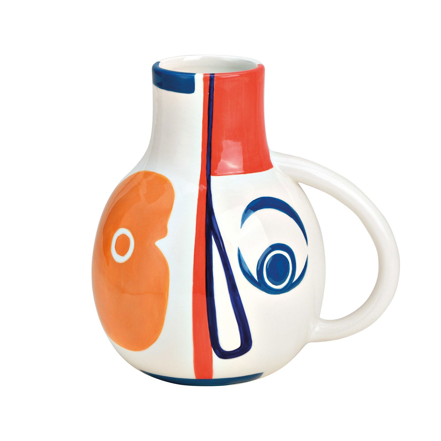 jarra decorativa de cerámica con diseño de cara abstracta estilo arte moderno Brocantia