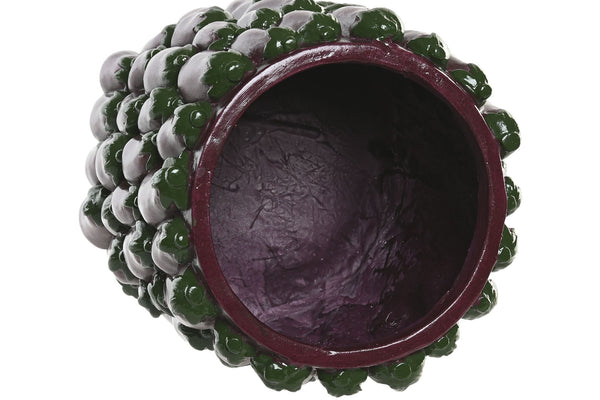 Vista superior del jarrón berenjena con acabado brillante