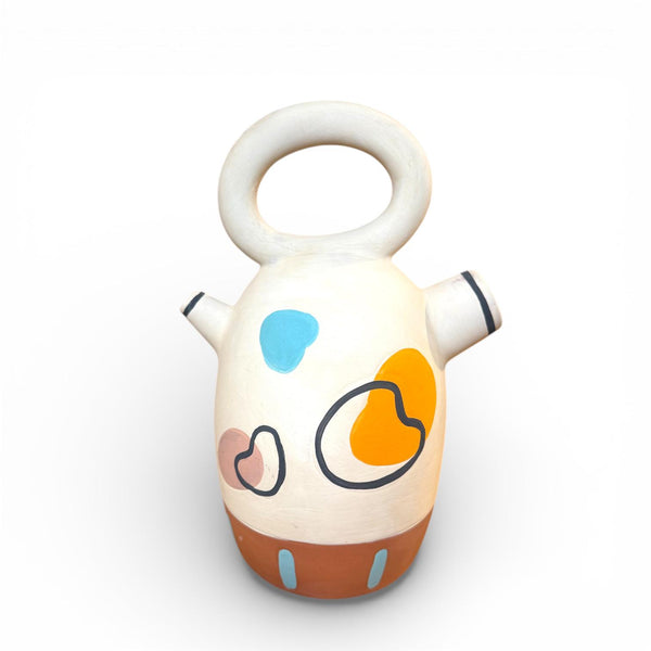 Botijo-jarrón de cerámica artesanal pintado a mano