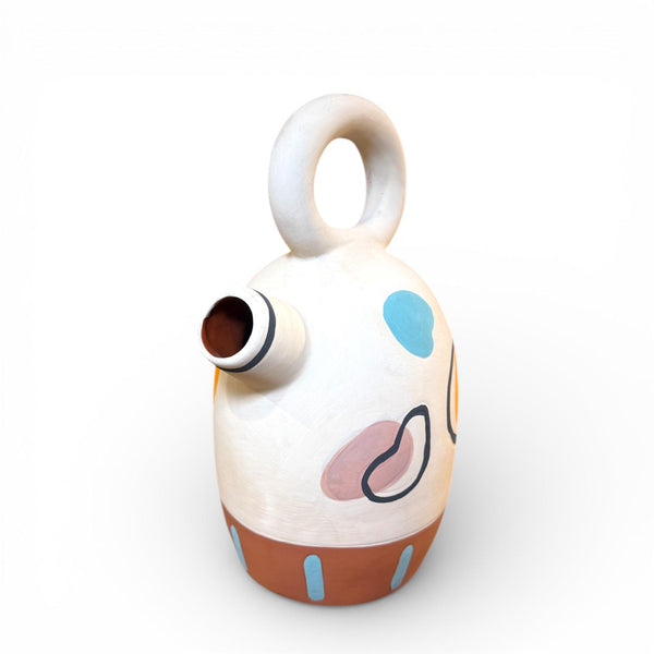 Botijo-jarrón de cerámica artesanal pintado a mano