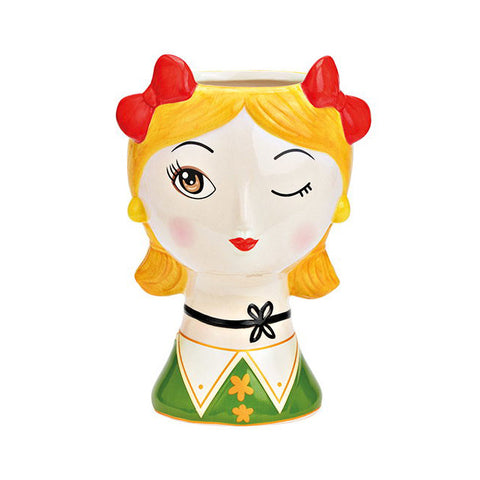 jarrón cabeza de chica guiñando un ojo Brocantia