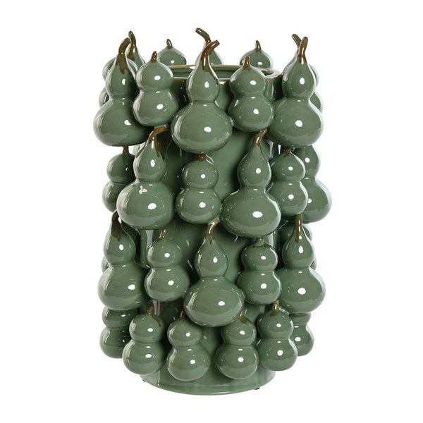jarrón calabaza verde de cerámica esmaltada decoración Brocantia Oviedo