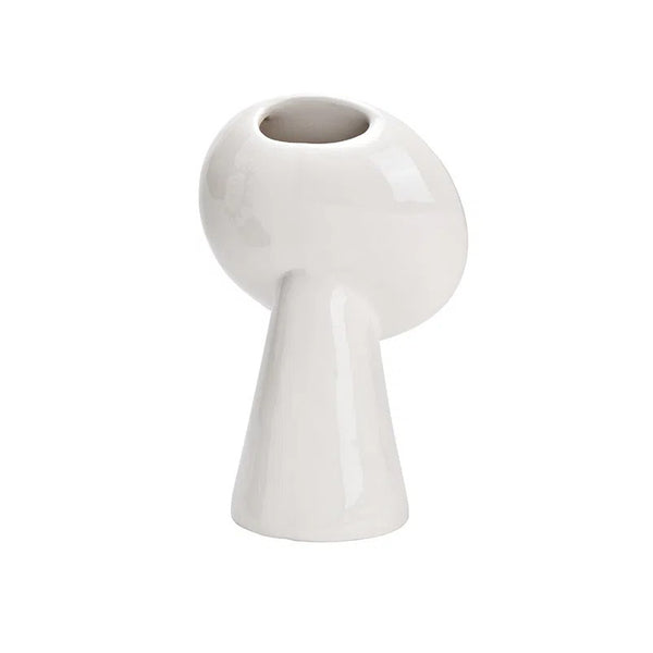 Base blanca de jarrón artístico de cerámica esmaltada