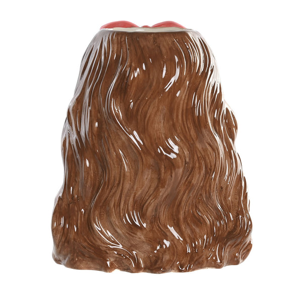 Parte trasera del jarrón chica veraniega con melena