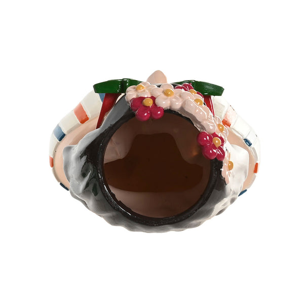 jarrón busto femenino colorido con gafas fresa