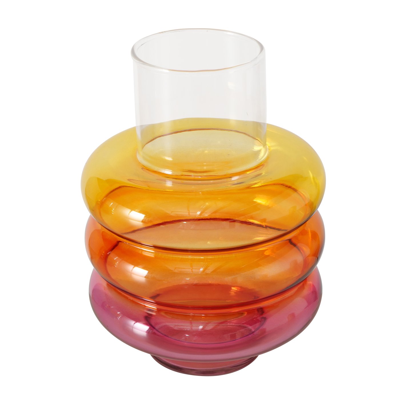 Jarrón cristal arcoíris tonos naranjas